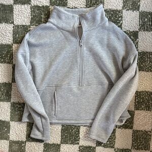 Kindred Bravely Gray Women's Half-Zip Cropped Nursing Sweater